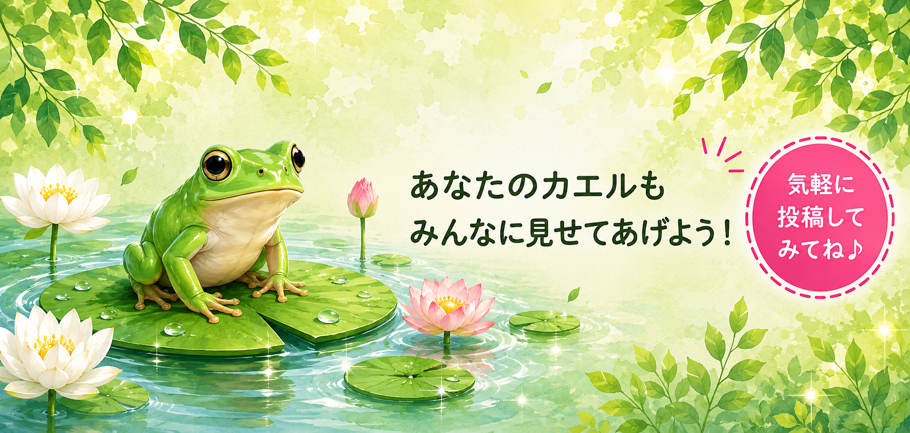 あなたのカエルもみんなに見せてあげよう！気軽に投稿してみてね♪